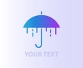 Stylized umbrella, water drops. symbol, icon, logo