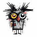 Expressive Character Design: Splatter Owl B00qeda1 Royalty Free Stock Photo