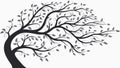 Bare Winter Tree with Twisted Branches Vector Art Design, vector design Generative AI Royalty Free Stock Photo
