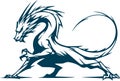 Dragon Vintage mythical creature in a simple vector art design Royalty Free Stock Photo
