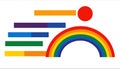 Stylized vector cartoon style image of a rainbow