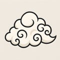 Stylized  cloud with bold black outlines, soft beige shading, and elegant swirl patterns Royalty Free Stock Photo