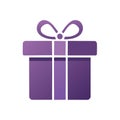 Stylized vector gift box illustration featuring elegant purple gradients, ribbon and bow - perfect for celebrations Royalty Free Stock Photo