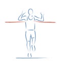 Stylized vector illustration with athlete crossing the finish line Royalty Free Stock Photo