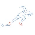 Stylized vector illustration with athlete sprinting