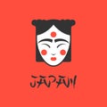 Stylized vector illustration of a beautiful geisha