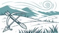 Crossbow and Arrow in Abstract Swirling Landscape, vector design Generative AI Royalty Free Stock Photo