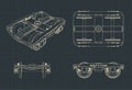 Wheelbase of a train car blueprint