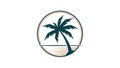 Tropical Palm Tree Island Circle Logo Design Royalty Free Stock Photo