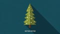 Stylized vector illustration of a green pine tree on a dark blue background Royalty Free Stock Photo