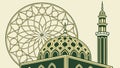 Stylized Mosque and Geometric Mandala Contemporary Design, vector design Generative AI Royalty Free Stock Photo