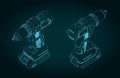 Cordless drill isometric blueprint