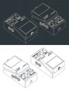 Distortion pedal isometric blueprints Royalty Free Stock Photo