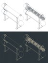 Shell and tube heat exchanger structure isometric blueprints
