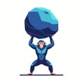 Monkey Figure Lifting Boulder Vector Royalty Free Stock Photo