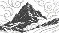 Stylized mountain peak illustration, vector design Generative AI Royalty Free Stock Photo