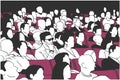 Stylized vector illustration of seated audience