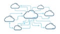 Cloud Networking Flow: Data Transfer and Cloud Infrastructure Illustration Royalty Free Stock Photo