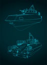 High speed patrol boat drawings Royalty Free Stock Photo