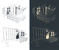 High-voltage mobile substations blueprints Royalty Free Stock Photo