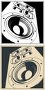 Powerful floor standing speakers illustrations