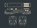 Stylized vector Locomotive blueprints