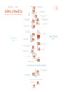 Maldives map with administrative divisions.