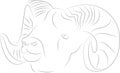 Aries. The head of a ram with twisted horns Royalty Free Stock Photo