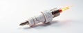 Stylized vector spark plug, sharp lines, white backdrop , spark plug, power Royalty Free Stock Photo