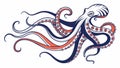 Stylized Vibrant Octopus, Dynamic Marine Creature Art, vector design Generative AI Royalty Free Stock Photo