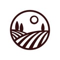 Vineyard landscape circle logo Royalty Free Stock Photo