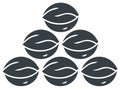 Stylized walnut icons arranged in a pyramid shape. Simple graphic vector illustration of nuts Royalty Free Stock Photo