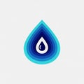 Stylized water droplet icon featuring overlapping layers of varying shades of blue, Royalty Free Stock Photo