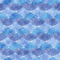 Stylized watercolor clouds background pattern