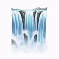 Stylized Waterfall Cascading Over Rocky Cliffs with Mist, Isolated Royalty Free Stock Photo
