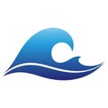 Stylized wave icon featuring smooth gradients transitioning from light to dark blue, forming a Royalty Free Stock Photo