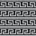 Stylized waves black and white mosaic seamless pattern in antique roman style