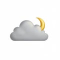 Stylized Weather Icon of Grey Cloud Obscuring Crescent Moon on White Background Royalty Free Stock Photo