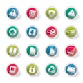 Stylized Web site and computer Icons over colored background Royalty Free Stock Photo