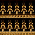 Stylized wheat seamless pattern