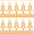 Stylized wheat seamless pattern