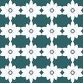 Stylized and whimsical floral pattern with flowery vectors and geometric shapes in white and green, suitable