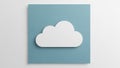 A stylized white cloud icon is centered on a light blue square background Royalty Free Stock Photo