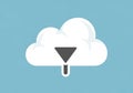 A stylized white cloud icon on a light blue background includes a dark gray funnel symbol in the Royalty Free Stock Photo