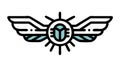 Stylized Winged Technology Logo in Teal and Black, vector design Generative AI Royalty Free Stock Photo