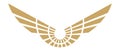 Stylized wings icon. Golden winged logo in vintage style