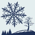 Winter_landscape_with_snowflake_for_christmas_holiday_season_background Royalty Free Stock Photo