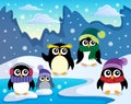 Stylized winter penguins theme 1