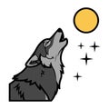 Stylized Wolf Howling at Full Moon Vector Illustration Royalty Free Stock Photo
