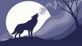 Stylized Wolf Howling at Night Sky, vector design Generative AI Royalty Free Stock Photo